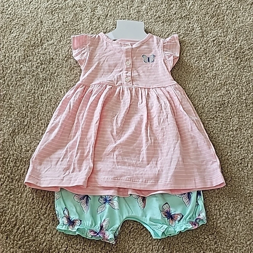 Carters baby girl butterfly dress and romper set